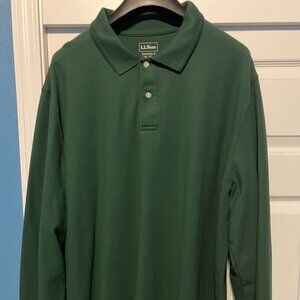 L.L. Bean long-sleeve unshrinkable polo shirt. Big & Tall: 3XL-Tall.